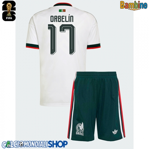 Maglie da calcio Messico Orbelin Pineda #17 Seconda Maglia Bambino Mondiali 2026  Manica Corta + Pantaloni corti)